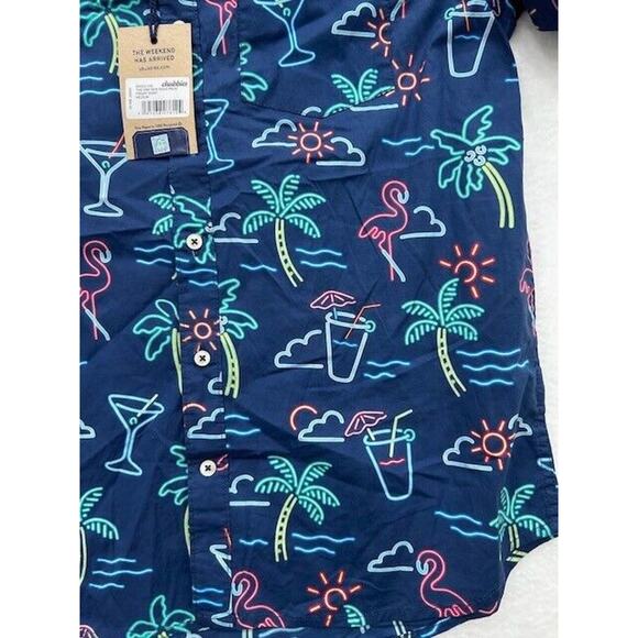 Chubbies The One Man Wolf Pack Friday Shirt Tropical Button Down Blue M NEW - Picture 5 of 9